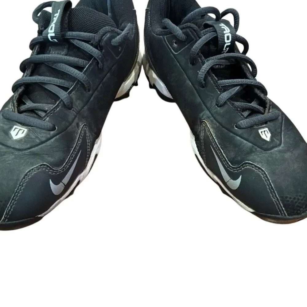 Nike Alpha Menace Football Cleats Black White Youth Size 4Y Molded Traction Shoe